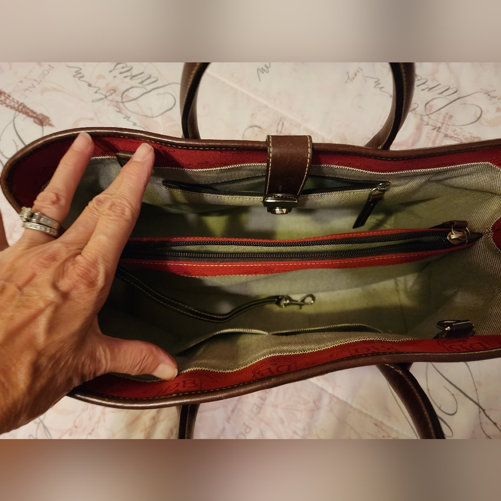D&B Red and Brown Canvas Satchel, Handbag, Totebag - Picture 3 of 6